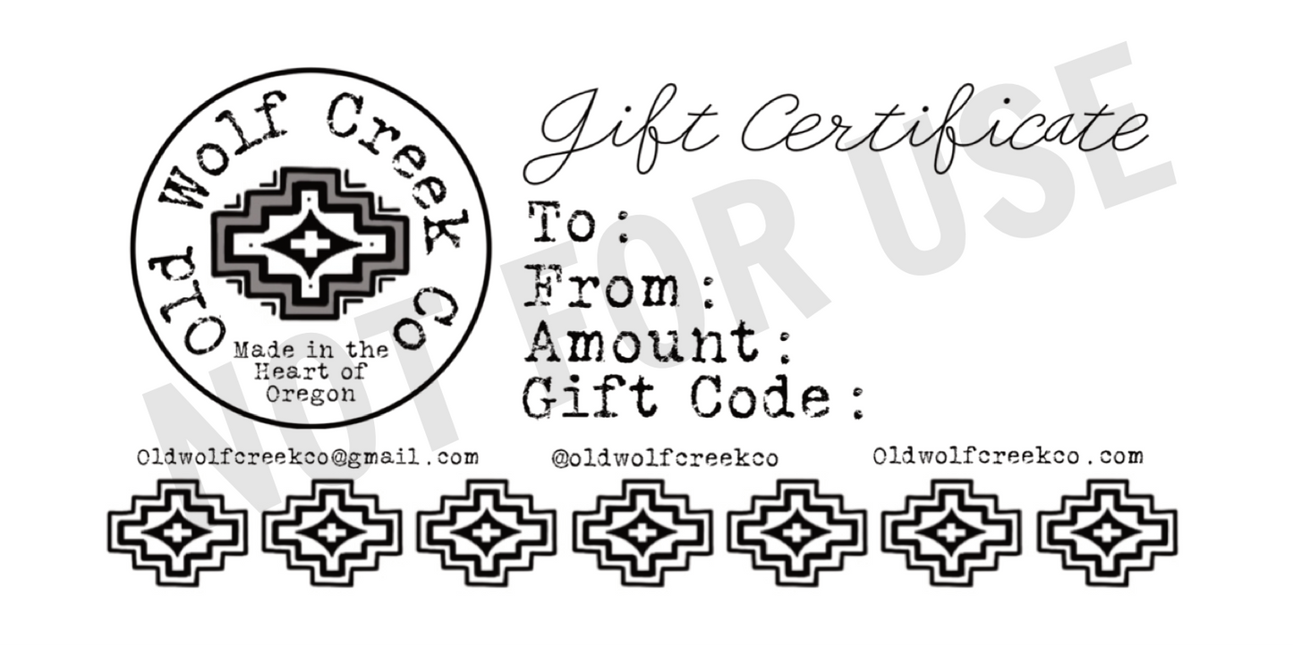 Old Wolf Creek Co. Gift Certificate